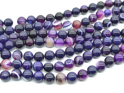 Бусины из агата тонированного шарик 12мм цв.фиолетовый, 38см, 33 бусины Радуга камня