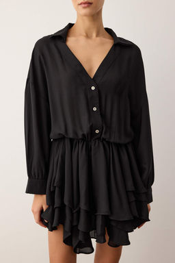 Siyah Etegi Volan Detayl? Boho Dokuma Sifon Elbise TWOAW26EL00310 - Trendyolmilla фото 3