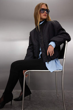 Siyah Regular Kal?p Bomber Elyafl? Sisme Mont TWOAW26MO00111 - Trendyolmilla фото 2