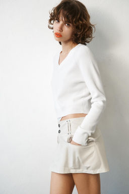 JERSEY PUNTO CUELLO PICO / Blanco - Zara фото 2