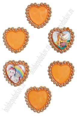 Крышечка со стразами "Сердечко" (10 шт) SF-3632, оранжевый №024