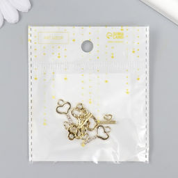 Цена за 5 шт. Металлический элемент, декоративная подвеска «Арт Узор. Ключик с сердечками», золото, стразы, 2.5×1.2 см