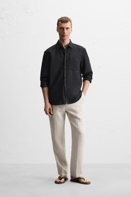 100% LINEN PLEATED TROUSERS