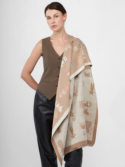 в составе ШЕРСТЬ и КАШЕМИР Большой, мягкий, теплый однотонный двусторонний палантин. - Tantino фото 5