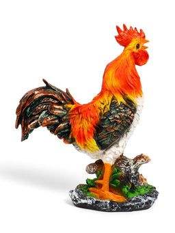 Садовая фигура из полистоуна «Петух на камне», 42×32×13 см