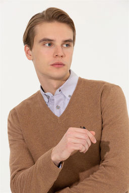 Мужской коричневый трикотажный свитер Basic - U.s. polo assn фото 7