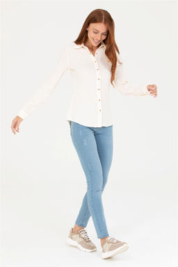 Женская кремовая трикотажная рубашка Неожиданная скидка в корзине - U.s. polo assn фото 4