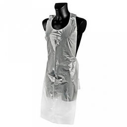 Фартук одноразовый "Эконом" 68х110см, полиэтилен, 6мкм, водонепроницаемый, антистатические свойства, белый, в упаковке 100шт, "Elegreen", ТУ 2.29.10-013-33186646-2020 (Россия)