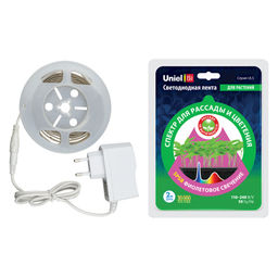 ULS-P77-2835-42LED/m-IP20-2M-SPSB RRP18C00 Комплект светодиодной ленты 2м. Спектр для рассады и цветения. Адаптер 18Вт. Блистер. TM Uniel