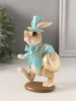 Фигурка полистоун Заяц с карманными часами и в пенсне, голубой, 8.5?6.5?14 см