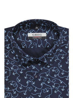 Сорочка мужская короткий рукав GREG 223/207/4168/ZN STRETCH  фото 3