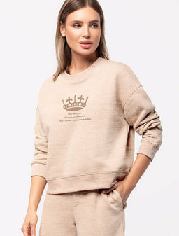 VILATTE / Свитшот из премиального футера трехнитки с авторским принтом