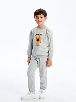 Bask?l? Erkek Bebek Sweatshirt ve E?ofman Alt 2li Tak?m - Waikiki фото 5