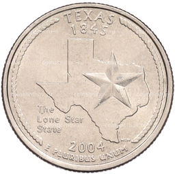 Монета 1/4 доллара (25 центов) 2004 года P США Штаты и территории  Техас