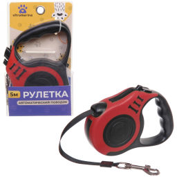 Поводок-рулетка "Дог" 5м до 15кг цвет красный