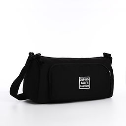 Сумка молодёжная на молнии, 35×13×15 см, чёрная