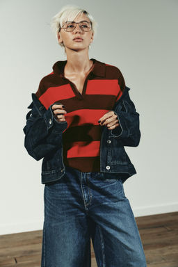 STRIPED KNIT POLO JUMPER - Zara фото 4