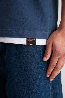 Indigo Oversize Parca Detayl? Dokulu %100 Pamuklu T-Shirt TMNSS24TS00063