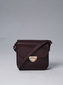 Сумка кожаная через плечо Deboro 3158 пурпур крок