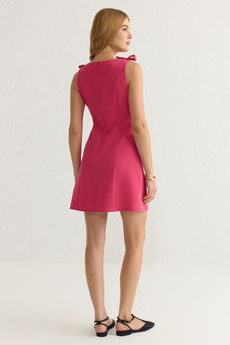 Fusya A Kesim Fiyonklu Mini Dokuma Elbise TWOSS25EL00267