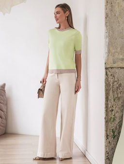 Джемпер с коротким рукавом тонкой вязки из вискозы с люрексом