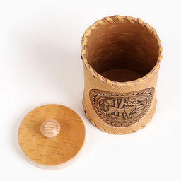 Туес «Лось», банка для хранения, 8×8×14 см, береста