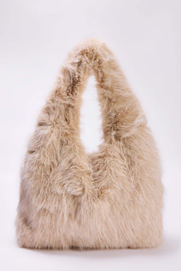 Bej Metal Halka Detayl? Suni Kurk Kad?n Omuz ve El cantas? TAKAW26OC00085 - Trendyolmilla фото 4