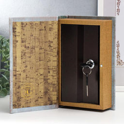 Шкатулка книга - сейф «Лопе де Вега. Драматические произведения», дерево, искусственная кожа, серая, 21×13×5 см