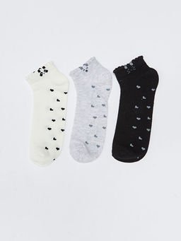 Desenli Kad?n Patik ?orap 3l?