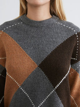 Baklava Desenli Kad?n Triko Kazak