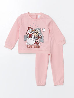Bisiklet Yaka Uzun Kollu K?z Bebek Sweatshirt ve E?ofman Alt 2li Tak?m