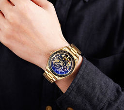 Часы наручные Skmei мужские механические с автоподзаводом 9194gold-black