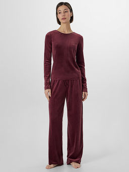 Комплект домашний женский велюровый бордовый