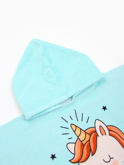 Полотенце - пончо детское LoveLife «Единорог», махра, 100% хлопок 300 г/м, 60×120 см, голубое