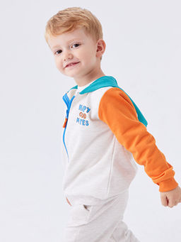 Kap??onlu Uzun Kollu Erkek Bebek Fermuarl? Sweatshirt