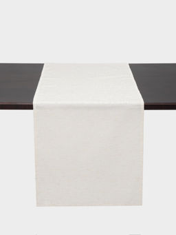 Дорожка настольная, 40х160 см, жаккард, полиэстер/лен, бежевая, Цветы, Vernazza