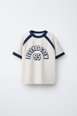 RAGLAN SLEEVE T-SHIRT WITH FLOCKED TEXT - Zara фото 2