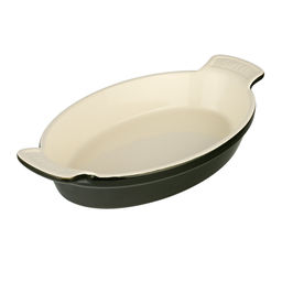 3908 GIPFEL Форма для запекания MAJOLICA овальная 28х16х5,5см. Цвет: темно-зеленый. Материал: жаропрочная керамика