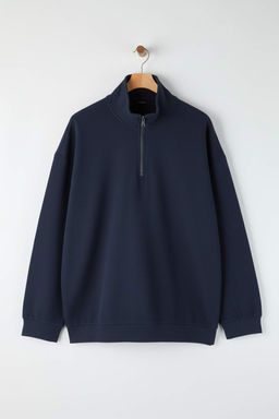 Gri Yeni Oversize/Genis Kesim Fermuarl? Gomlek Yaka Ici Sardonsuz Sweatshirt TMNAW26SW00013 - Trendyolmilla фото 4