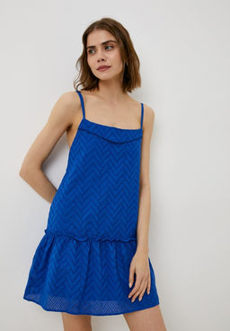 Платье из хлопковой ткани с перфорированным зигзагообразным узором - Incity фото 8