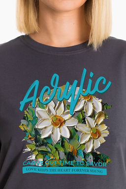 Футболка с принтом М326078Пс серый - Елена фото 2