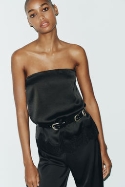 SATIN TOP WITH LACE TRIM - Zara фото 2