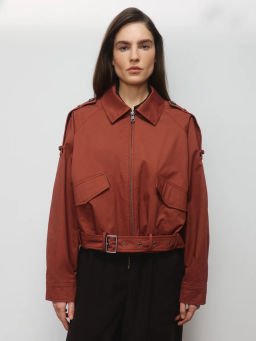 Хлопковая укороченная куртка с ремнем ZR2604102204-21 / Zarina  фото 3