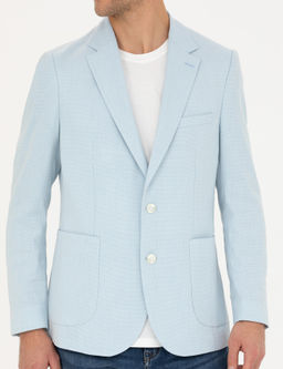 A__k Mavi Ex. Slim Fit Keten Kar___ml_ Ceket
