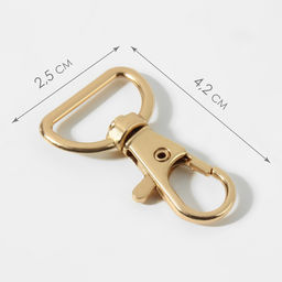 Цена за 2 шт. Карабин металлический, 42×25 мм / 21×2.1 мм, 5 шт., цвет золотой