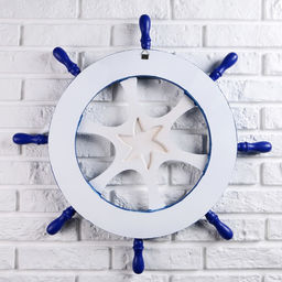 Декор настенный, панно Штурвал. Добро пожаловать на борт, синий, 62 см - Simaland фото 4