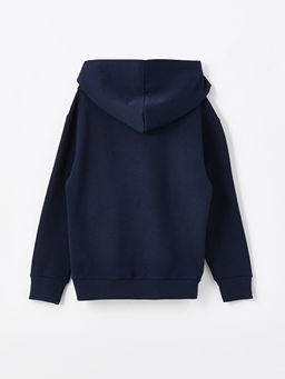 Kap??onlu Bask?l? Uzun Kollu Erkek ?ocuk Sweatshirt ve E?ofman Alt? - Waikiki фото 3