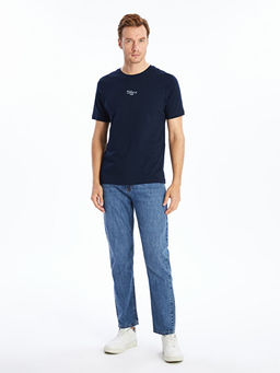 Bisiklet Yaka K?sa Kollu Bask?l? Penye Erkek Ti??rt