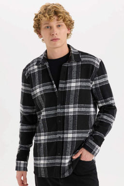 Regular Fit Kareli Oduncu Flanel Uzun Kollu Gomlek - Defacto фото 4