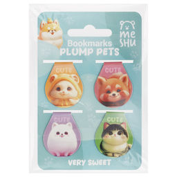 Закладки-магнит для книг 4шт. MESHU 85*130мм "Plum pets" (MS_66067) голограф. фольга